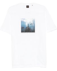 BOSS - Cotton-Jersey T-Shirt With Printed Artwork - Lyst
