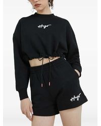 HUGO - Logo-detail drawstring sweatshirt - Lyst