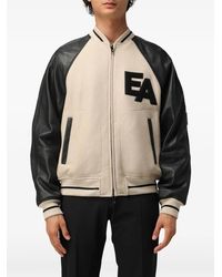 Emporio Armani - Logo-Patch Panelled Varsity Jacket - Lyst
