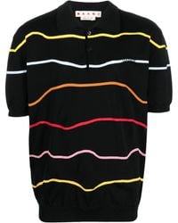 Marni - Wave-print Cotton Polo Shirt - Lyst