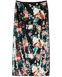 forte_forte - Jupe Mi-Longue Fleurie À Sequins - Lyst