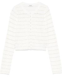 Sandro - Bead-Embellished Pearl-Buttons Pointelle-Knit Cardigan - Lyst