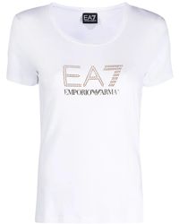 EA7 - Logo Cotton Blend T-shirt - Lyst