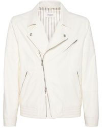 Brunello Cucinelli - Bonded-seamed Panelled Leather Jacket - Lyst
