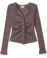 B+ AB - Ruched Ribbed-Knit Cardigan - Lyst