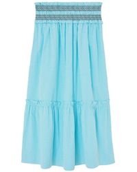 Ganni - Checked Convertible Smocked Maxi Skirt - Lyst