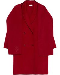 Liu Jo - Doppelreihiger Mantel mit Logo-Stickerei - Lyst