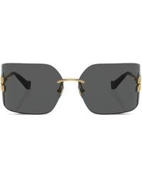Miu Miu - Gafas De Sol Rectangulares Con Logo - Lyst