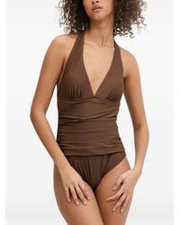DKNY - Ruched Halterneck Swimsuit - Lyst