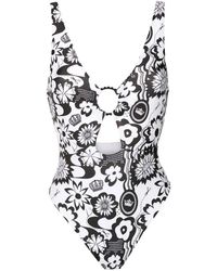 Amir Slama - Floral-Print Cut-Out Swimsuit - Lyst