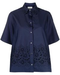 P.A.R.O.S.H. - Floral-embroidered Short-sleeve Shirt - Lyst