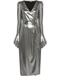 ROTATE BIRGER CHRISTENSEN - Lamé Wrap Midi Dress - Lyst