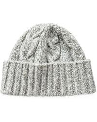 Lardini - Cable-Knit Turn-Up Brim Beanie Hat - Lyst