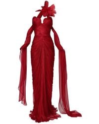 IRIS SERBAN - Ruched Floral-Detail Maxi Dress - Lyst