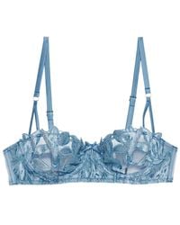 Fleur du Mal - Velvet Lily Embroidered Balconette Bra - Lyst