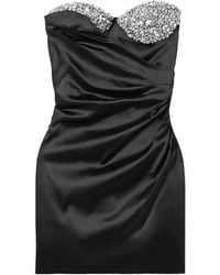 Area - Crystal-Embellished Draped Mini Dress - Lyst