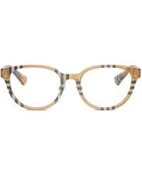 Burberry - Runde Brille Mit Karomuster - Lyst