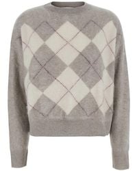 Soft Goat - Brushed-Effect Argyle-Knit Sweater - Lyst