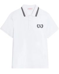Valentino Garavani - Cotton-Pique Polo Shirt With Maison Embroidery - Lyst