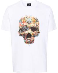 PS by Paul Smith - Skull Sticker Organic-cotton T-shirt - Lyst