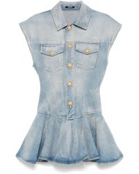 Balmain - Vestido corto vaquero - Lyst