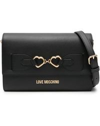 Love Moschino - Sac porté épaule en cuir à plaque logo - Lyst