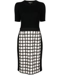 Paule Ka - Grid-pattern Ribbed-knit Dress - Lyst