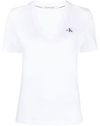 Calvin Klein - Logo-print V-neck T-shirt - Lyst