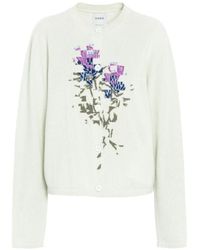 Barrie - Cashmere With Floral Motif Cardigan - Lyst
