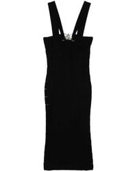 Genny - Sheer-Slits Knitted Midi Dress - Lyst