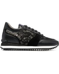Le Silla - Claire Lace-Embellished Leather Sneakers - Lyst