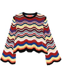 La DoubleJ - Wave-Pattern Bell-Sleeve Sweater - Lyst