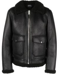 A.P.C. - Chaqueta bomber con ribete de pelo artificial - Lyst
