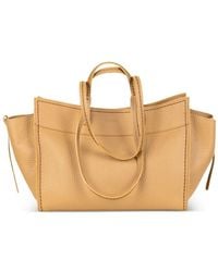 VISONA - Pebbled-Leather Contrast-Stitched Tote Bag - Lyst