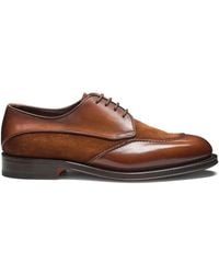 Santoni - Suede-Panelled Derby Shoes - Lyst
