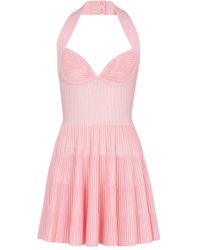 Balmain - Textured Knit Halterneck A-Line Dress - Lyst