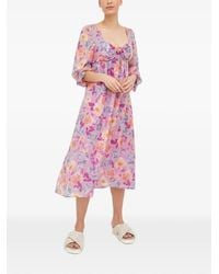 Billabong - Floral-Pattern Midi Dress - Lyst
