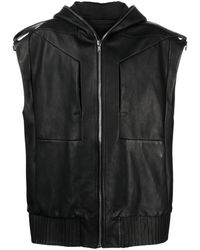 Rick Owens - Lido Sleeveless Hooded Leather Jacket - Lyst