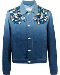 Casablancabrand - Floral-embroidered Ombré Denim Jacket - Lyst