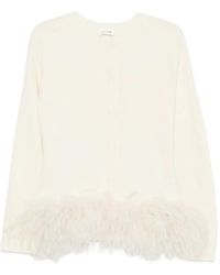 P.A.R.O.S.H. - Lestat Feather-Trim Rear-Tie Cardigan - Lyst