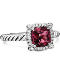 David Yurman - Sterling Petite Chatelaine Rhodolite Garnet And Diamond Ring (7Mm) - Lyst