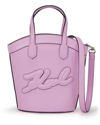 Karl Lagerfeld - Small Signature Tulip Leather Tote Bag - Lyst