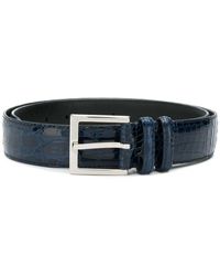 Orciani Ceinture en peau de crocodile vernie - Bleu