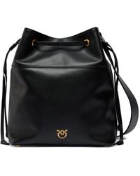 Pinko - Drawstring Leather Medium Bucket Bag - Lyst