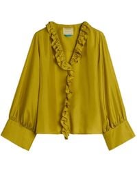 Momoní - Ruffled V-Neck Blouse - Lyst