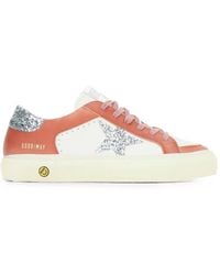 Golden Goose - May Glitter-Star Calf Leather Sneakers - Lyst