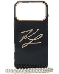 KARL LAGERFELD - Autograph Faux-Pearl Strap Iphone 17 Pro Max Case - Lyst