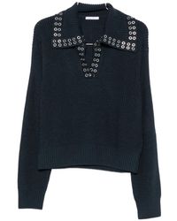Patrizia Pepe - Eyelet-Embellished Ribbed-Knit Sweater - Lyst