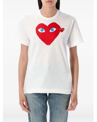 COMME DES GARÇONS PLAY - Printed T-Shirt And Logo Patch - Lyst