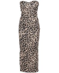 Twentyfourhaitch - Leopard-Print Strapless Midi Dress - Lyst